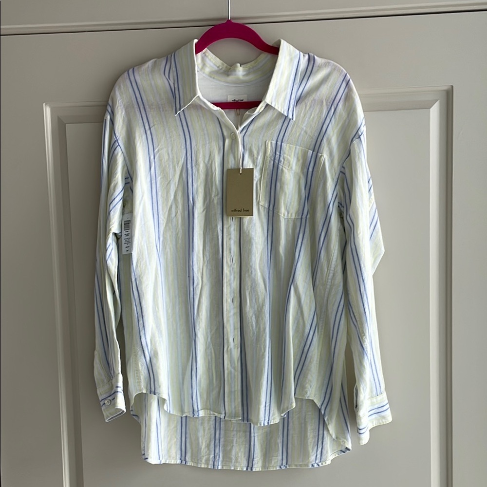 Aritzia - Casual Linen Striped Shirt for Women